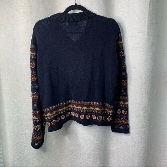 Vintage fair isle‎ nordic zip up front sweater cardigan size small men’s - Picture 2 of 5